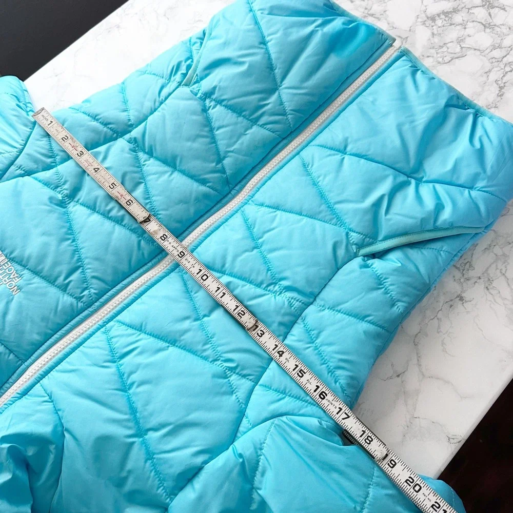 The North Face REVERSIBLE Puffer Jacket Girls Size Medium Blue Turquoise Orange